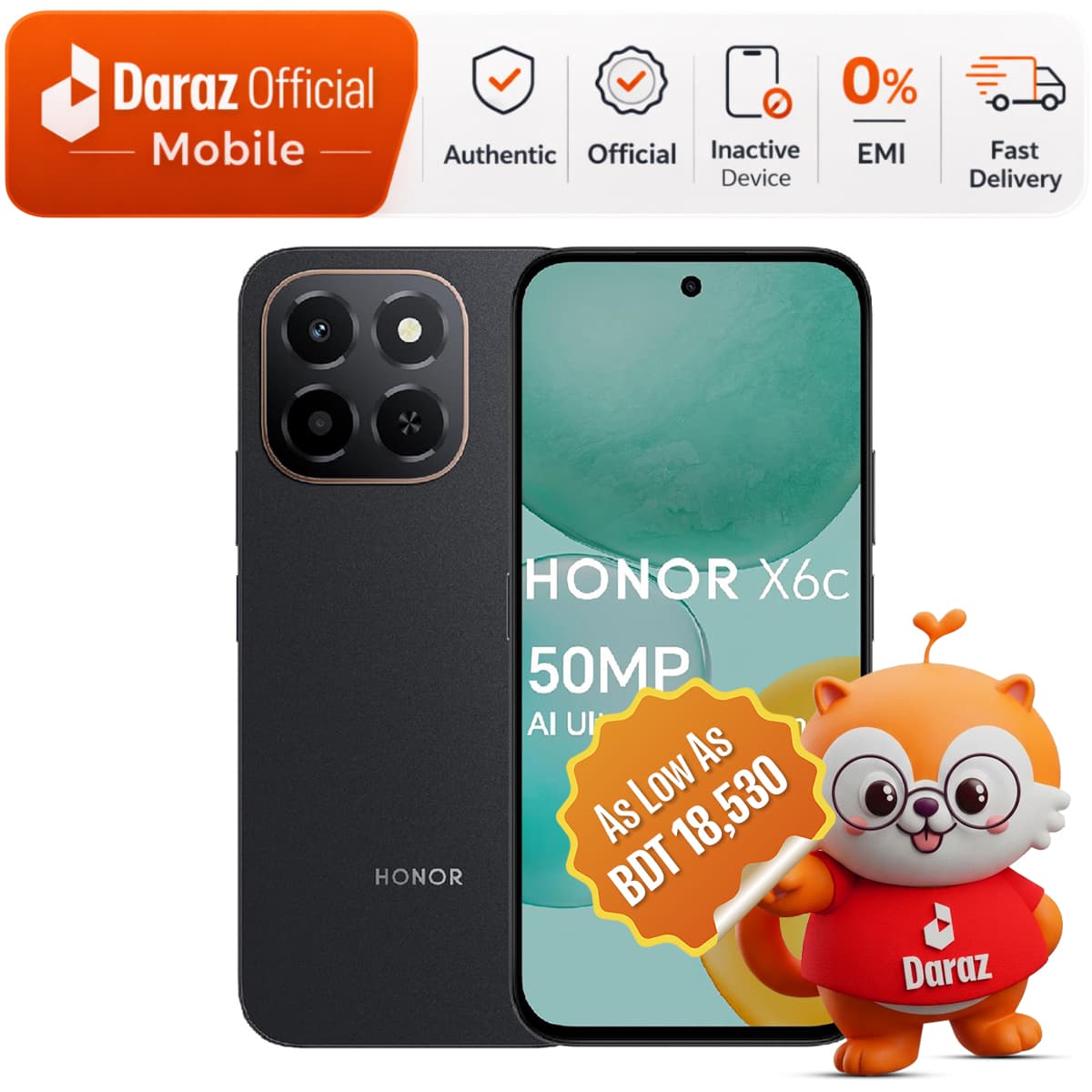 HONOR X6c 6/128GB | 5300mAh & 35W Large Battery | Official